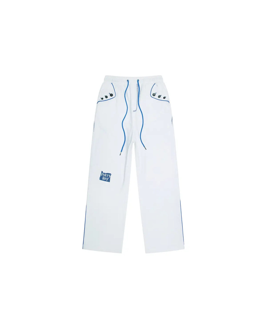 EMO Embroidered Straight-Leg Sweatpants White