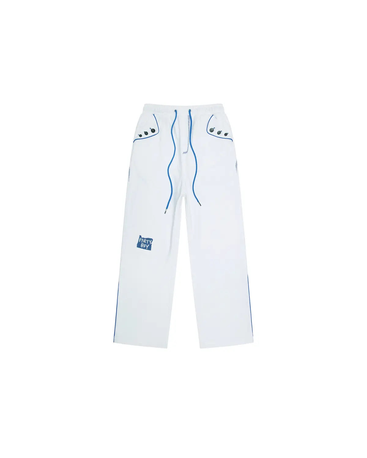 EMO Embroidered Straight-Leg Sweatpants White