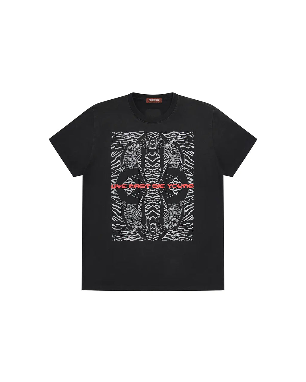 EMO 265g Faded Tiger Mirror Slim Tee（black）
