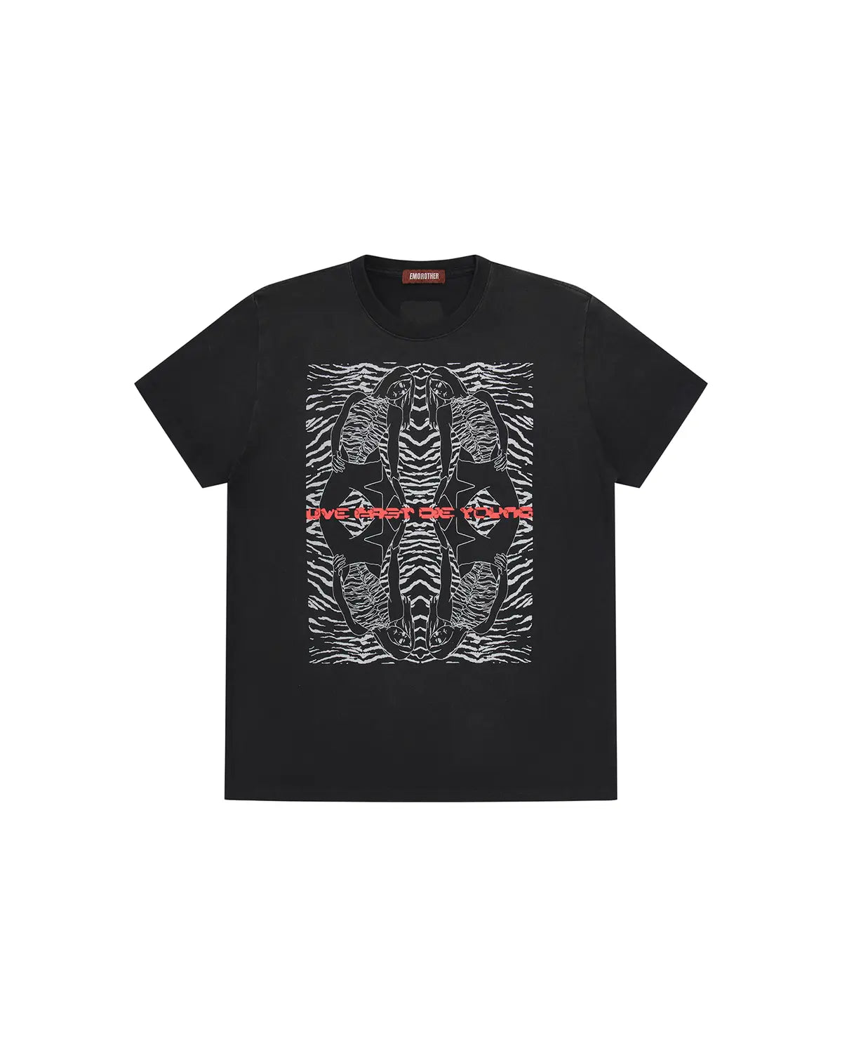 EMO 265g Faded Tiger Mirror Slim Tee（black）