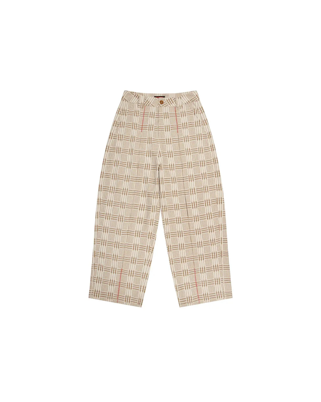 EMO Vintage Plaid Balloon Trousers Beige