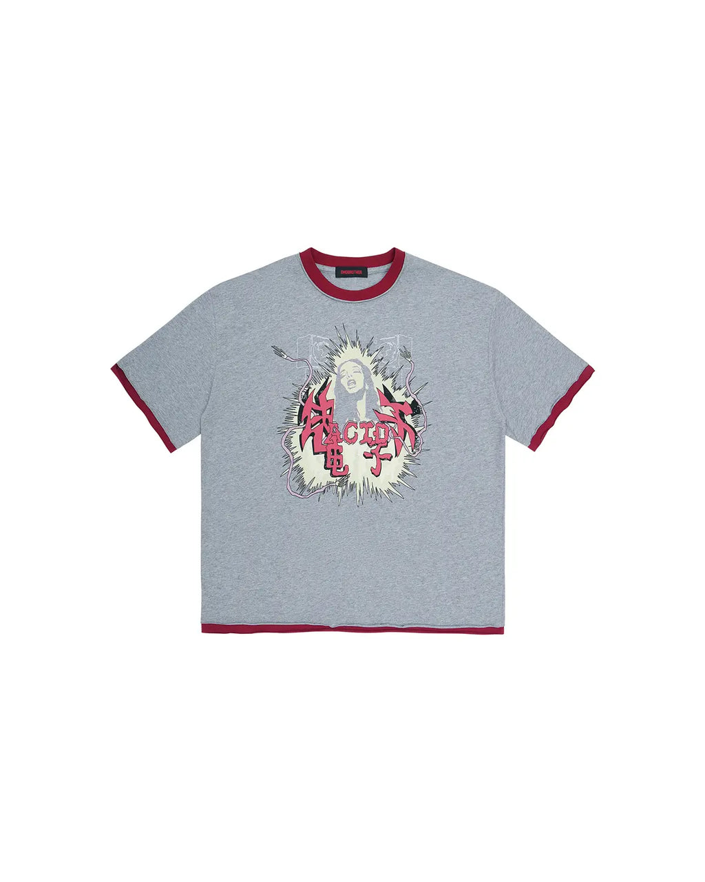 EMO Fake Layer Cropped Box Tee Grey