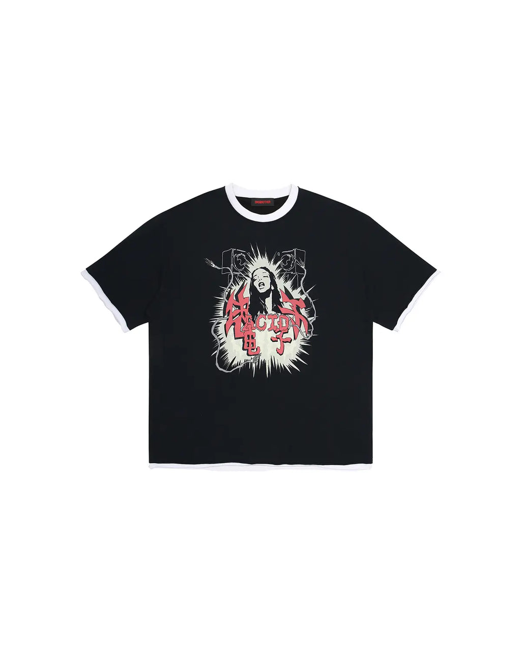 EMO Fake Layer Cropped Box Tee Black