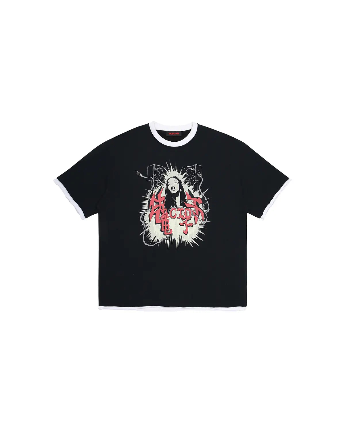 EMO Fake Layer Cropped Box Tee Black