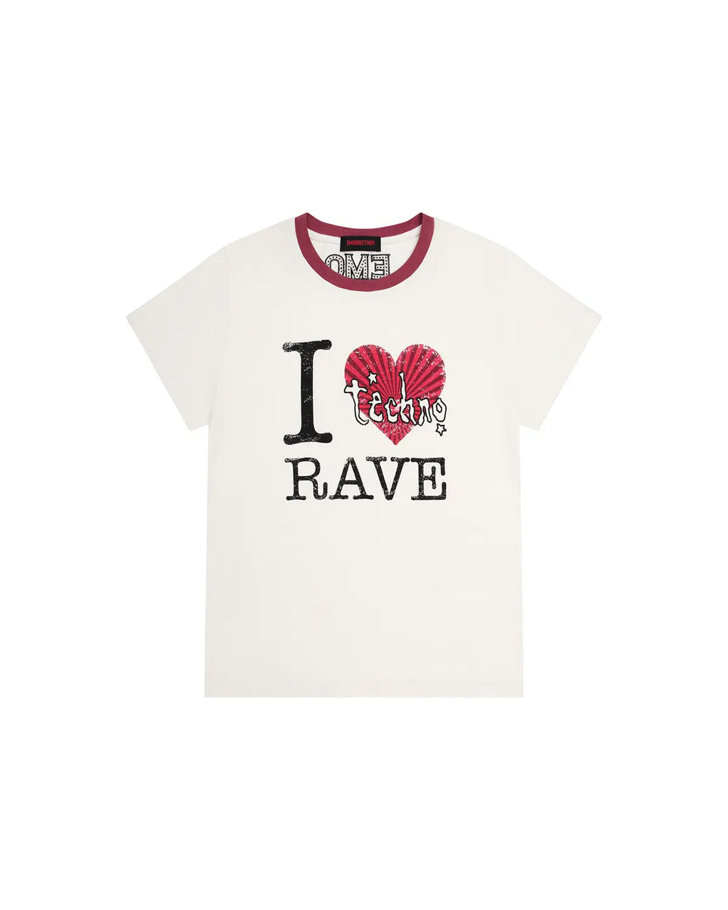 EMO “I Love Techno” Slub Print Tee White