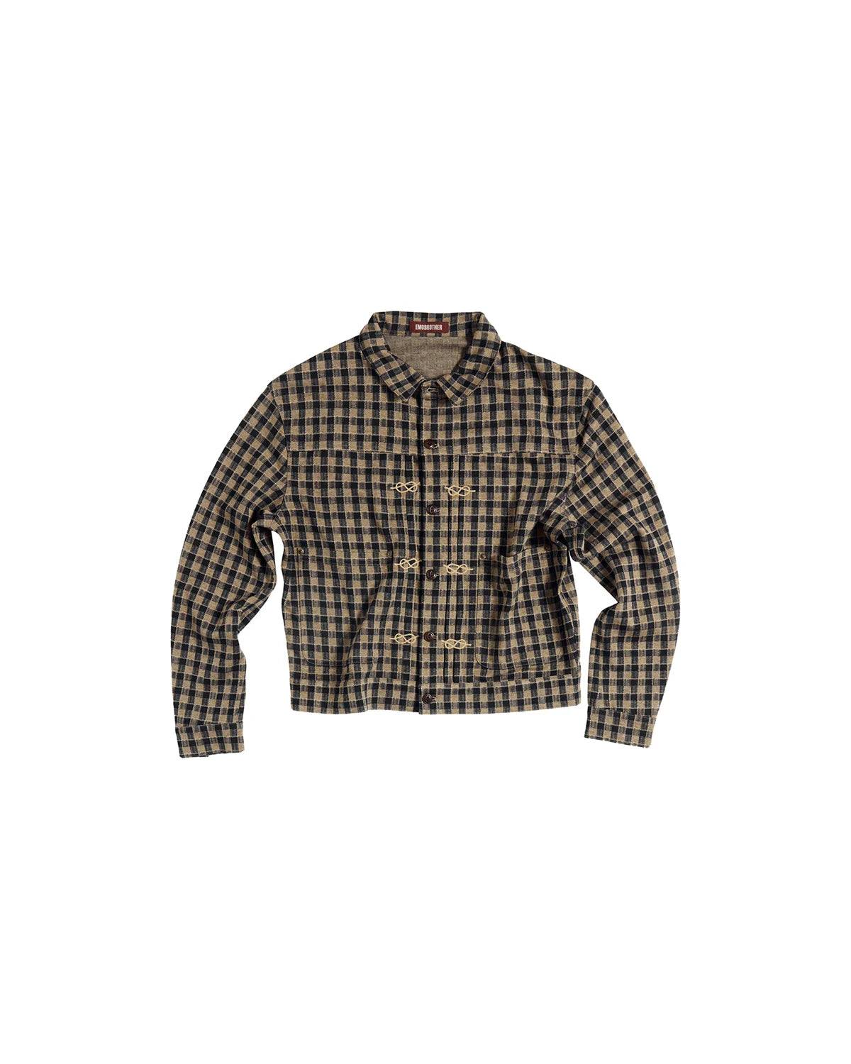 EMO Knit Plaid-Effect Embroidered Jacket