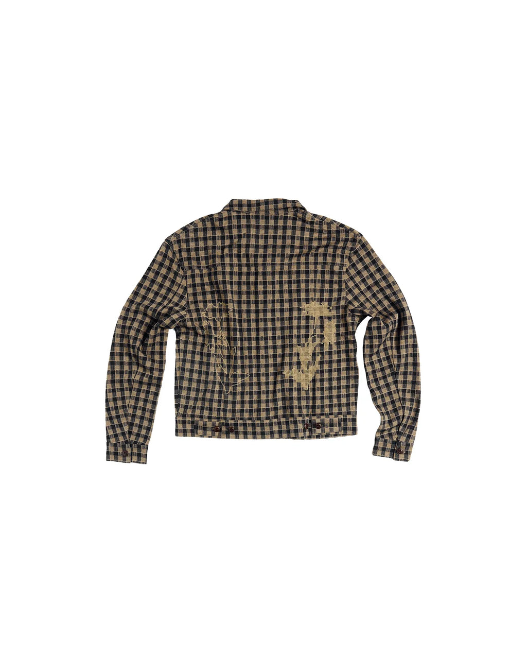 EMO Knit Plaid-Effect Embroidered Jacket
