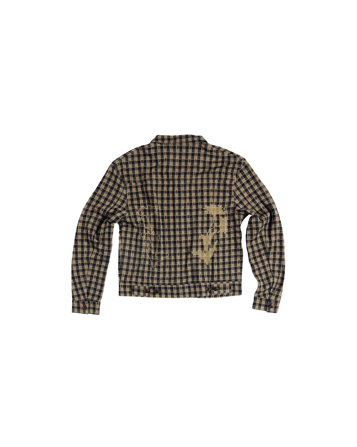 EMO Knit Plaid-Effect Embroidered Jacket