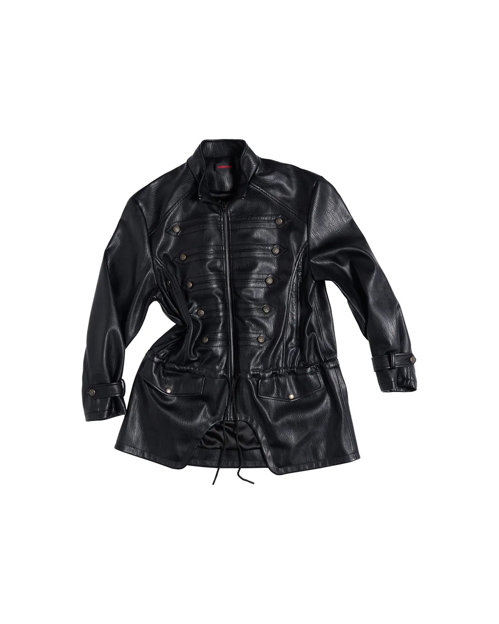 EMO Stand-Collar Napoleon Faux-Leather Jacket