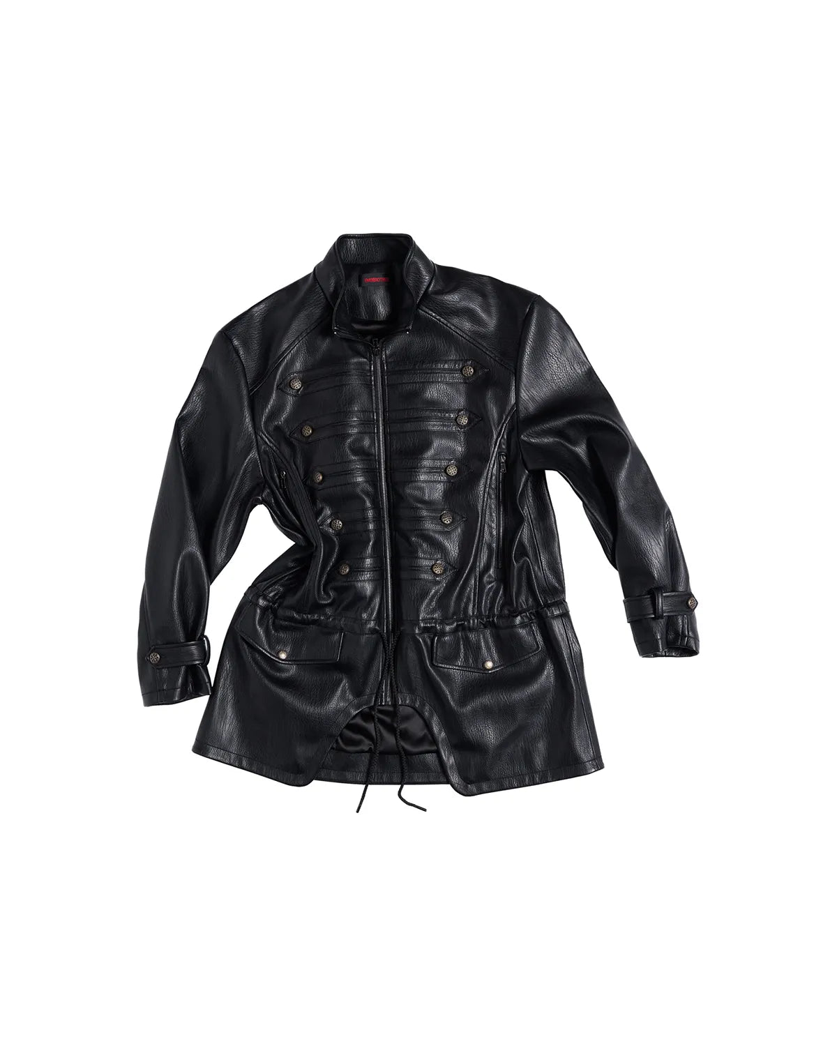 EMO Stand-Collar Napoleon Faux-Leather Jacket