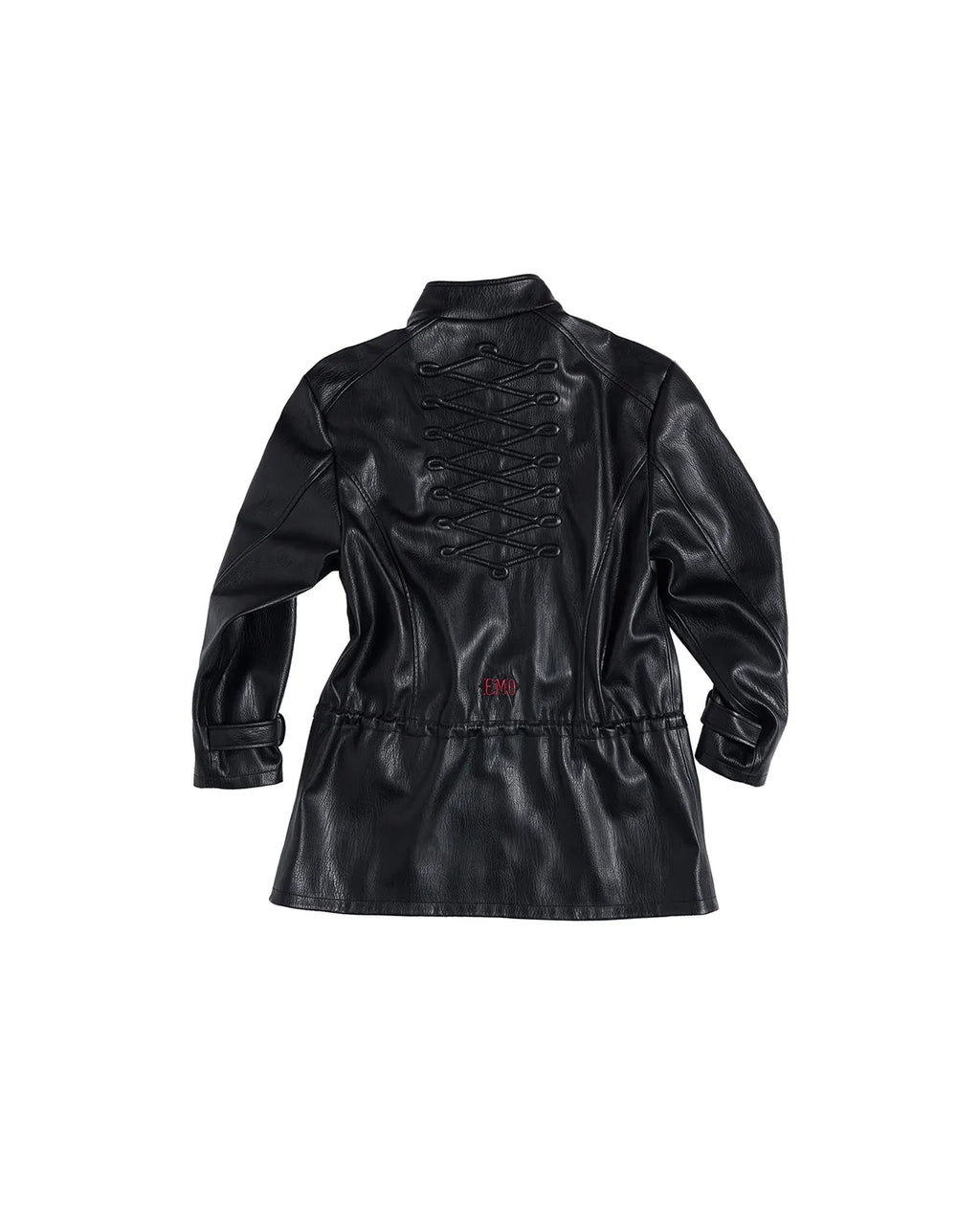 EMO Stand-Collar Napoleon Faux-Leather Jacket