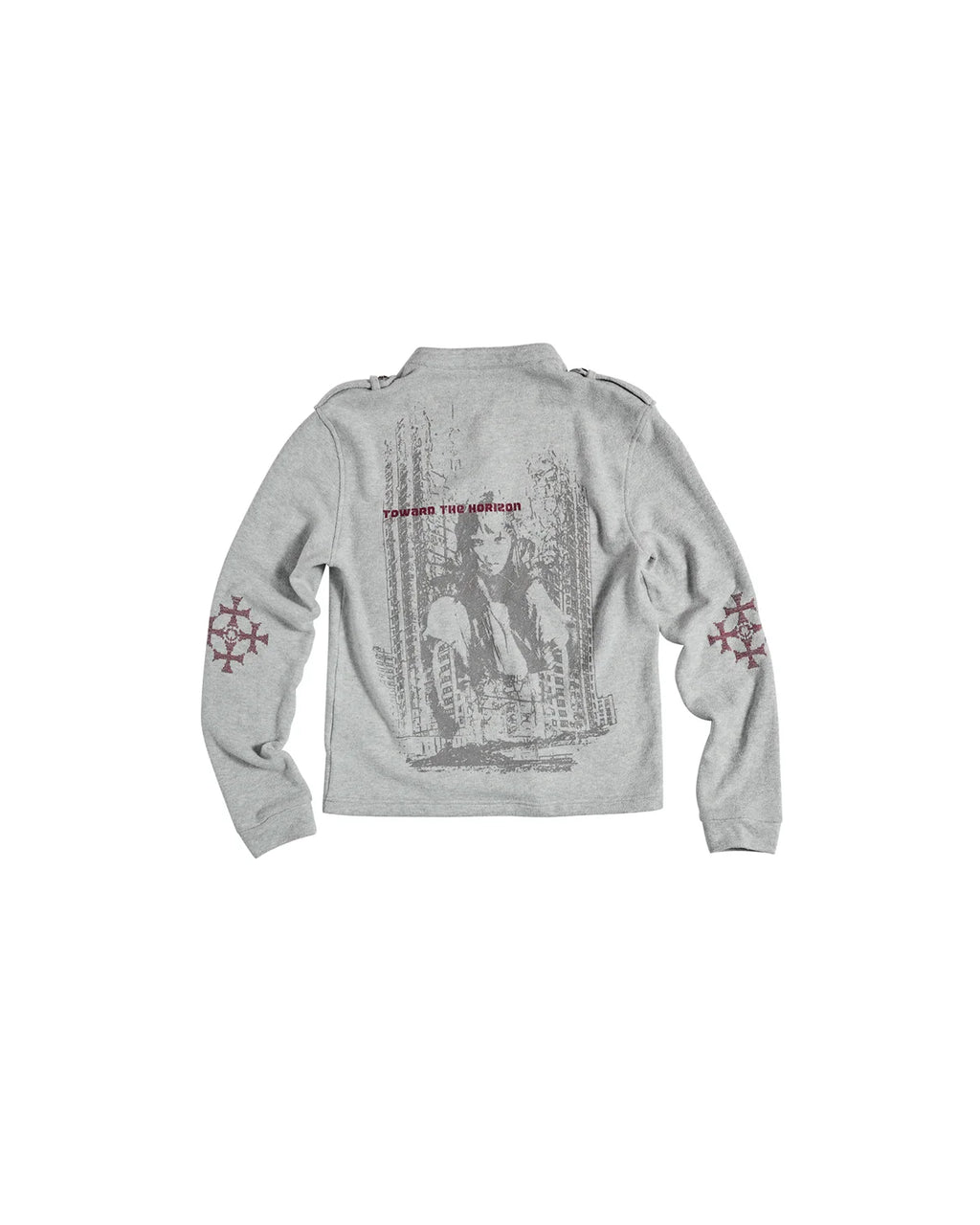 EMO Ruins Graphic Military T-Shirt Gray