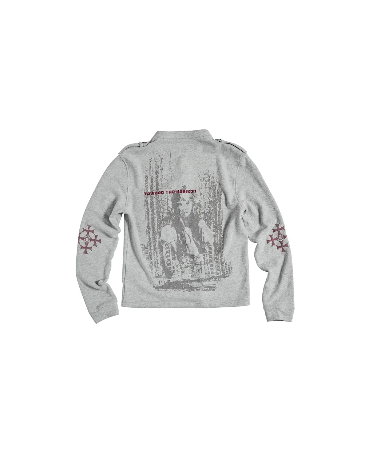 EMO Ruins Graphic Military T-Shirt Gray