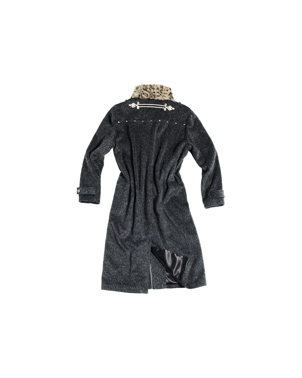 EMO Detachable Leopard Collar Long Coat