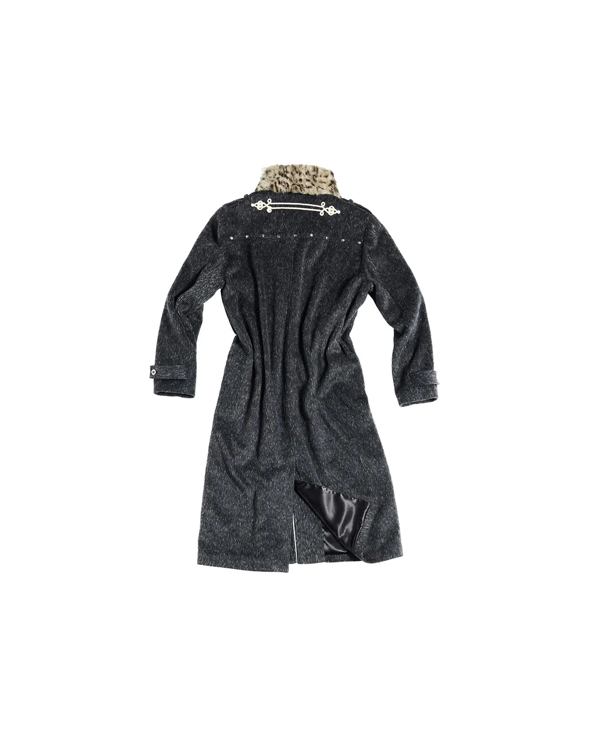 EMO Detachable Leopard Collar Long Coat
