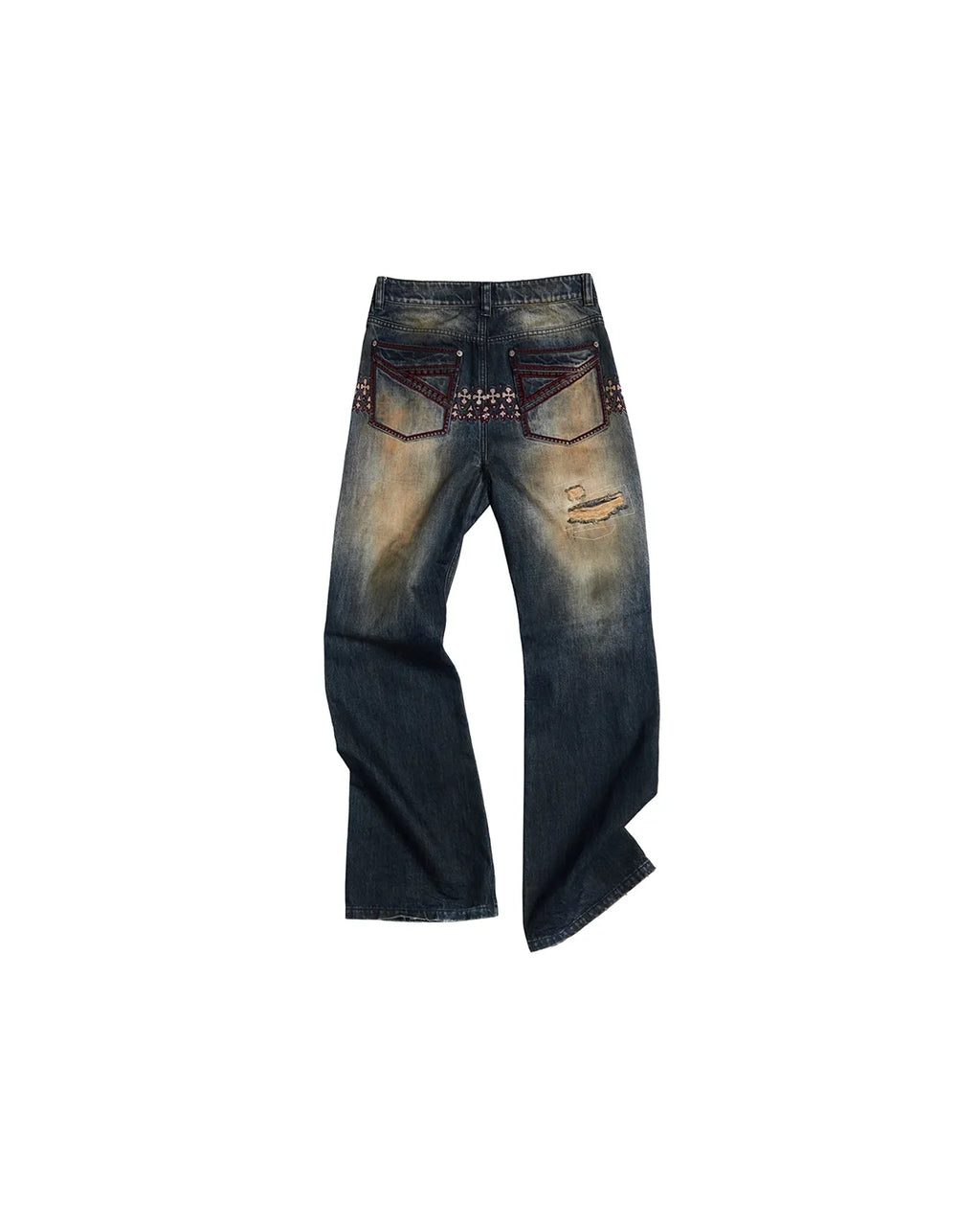 EMO Plaid Patch Distressed Jeans