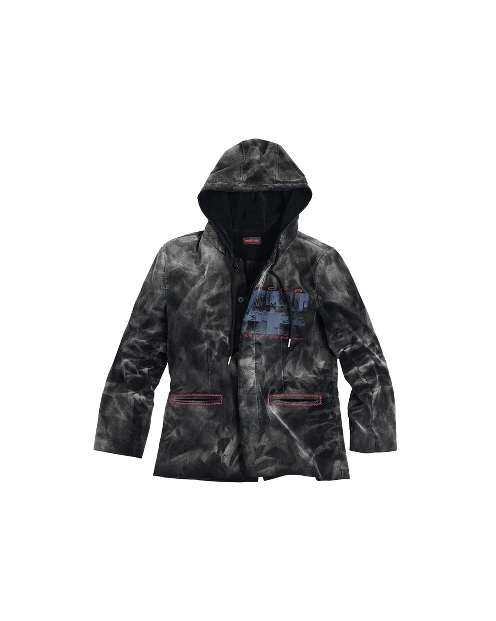 EMO Washed Corduroy Hooded Jacket Black
