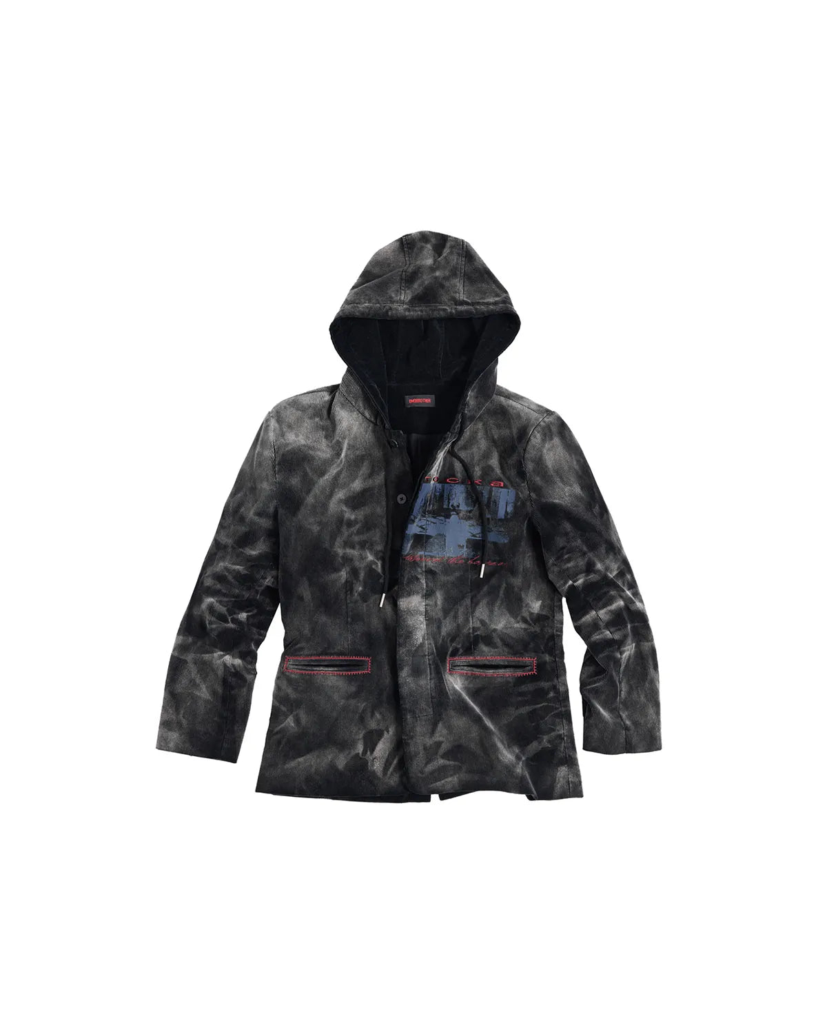 EMO Washed Corduroy Hooded Jacket Black