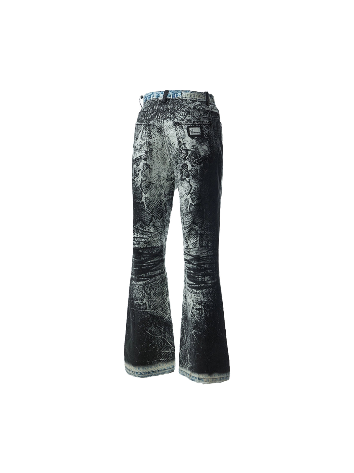 3D Snake Print Flare Jeans